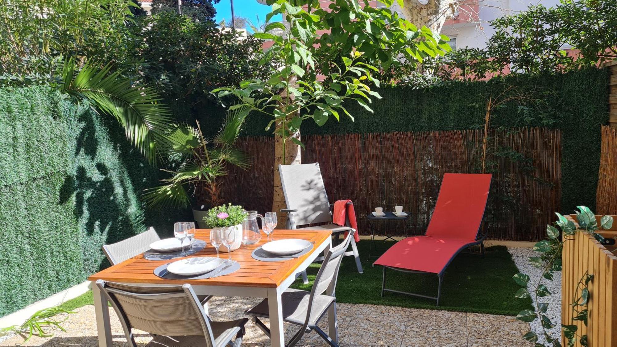 Studio Sun-Beach Avec Parking Et Jardin - 500M Des Plages De Juan Les Pins Antibes Luaran gambar